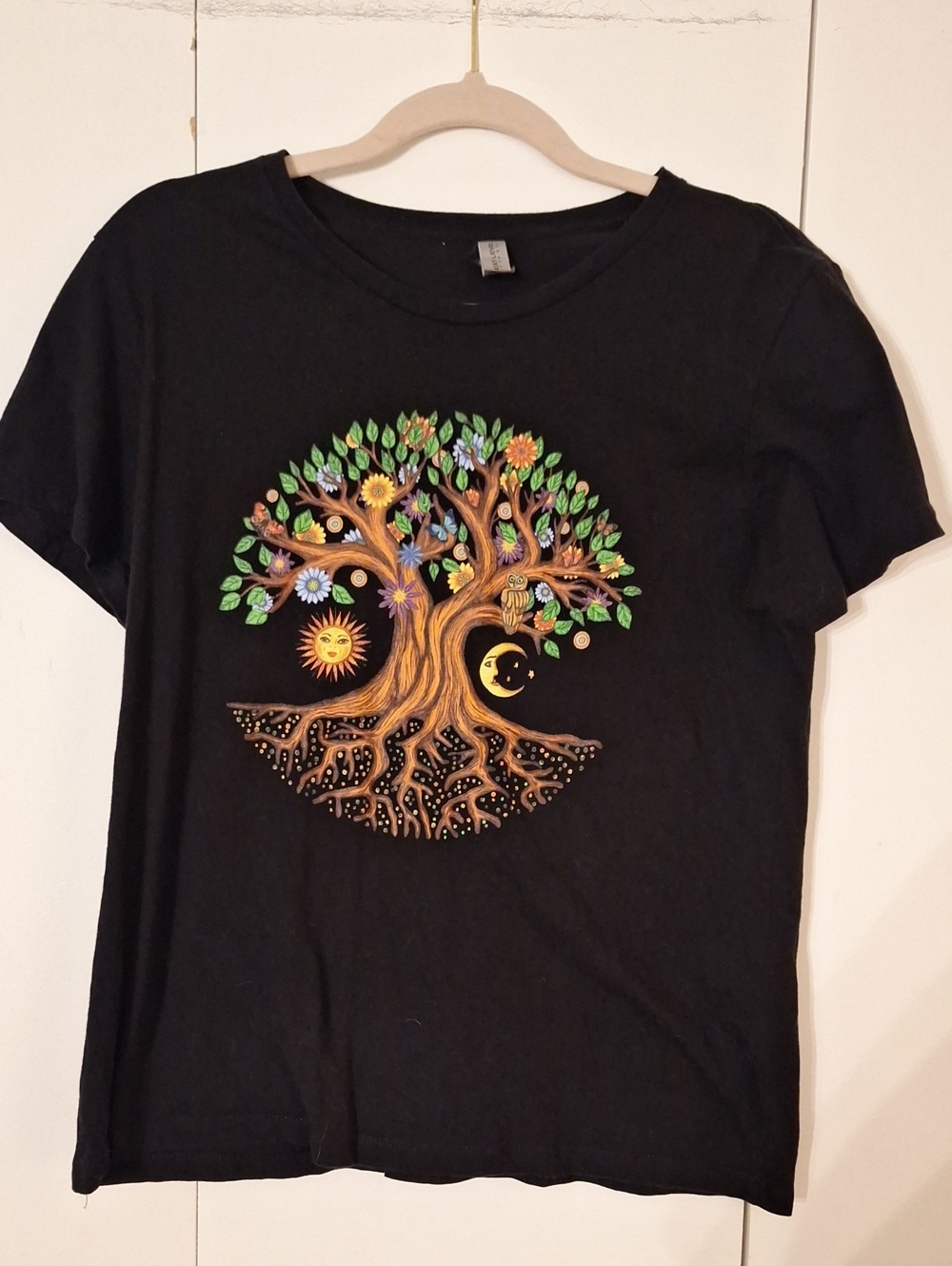 Next Level Apparel Black Tee with Colorful Tree of Life Graphic